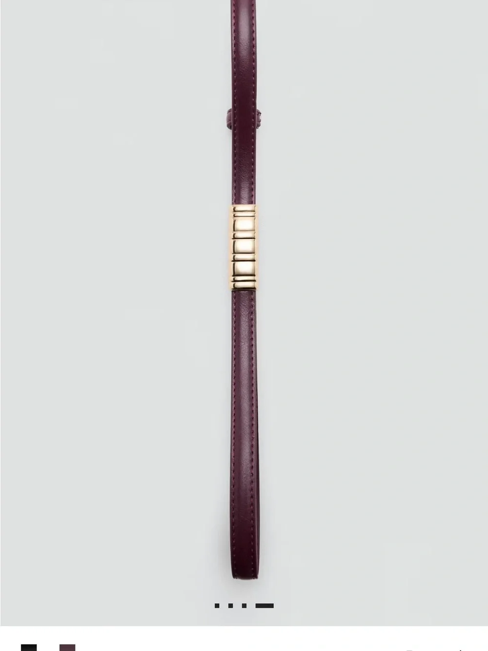 Mango Slim Leather Belt with Gold Accent - Plum